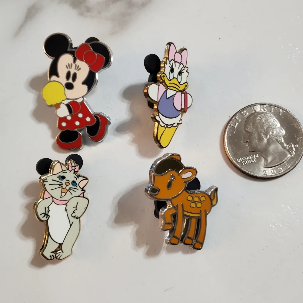 Lot of 4 Disney Pins Minnie Mouse, Daisy Duck, Marie & Bambi